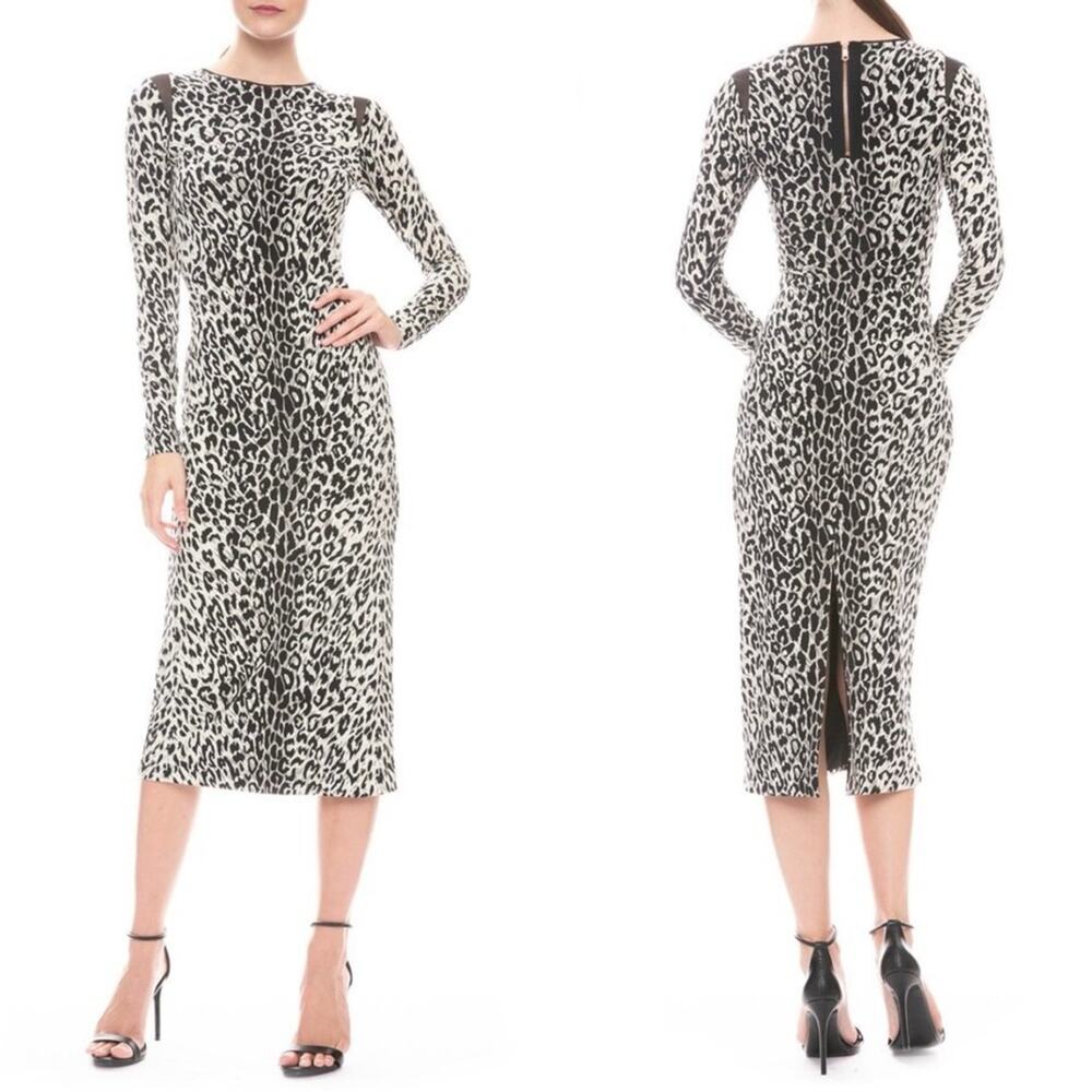 Le Superbe Kate Pencil Dress Body Con Leopard Midi Size Medium